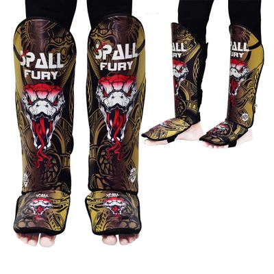 MMA Shin Instep Pad Kick Thai Pad Kick Boxing Guard Protector Leg Foot Guard(Gold Black-M)