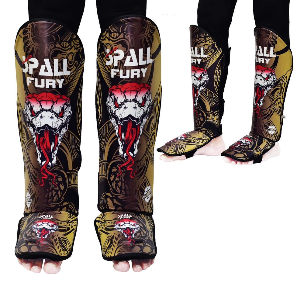 MMA Shin Instep Pad Kick Thai Pad Kick Boxing Guard Protector Leg Foot Guard(Gold Black-M)