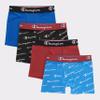 Champion Men's Boys' Underwear, Everyday Active Stretch Boxer Briefs, Assorted 4-Pack, Blue/Red/Scripts, Medium view 2