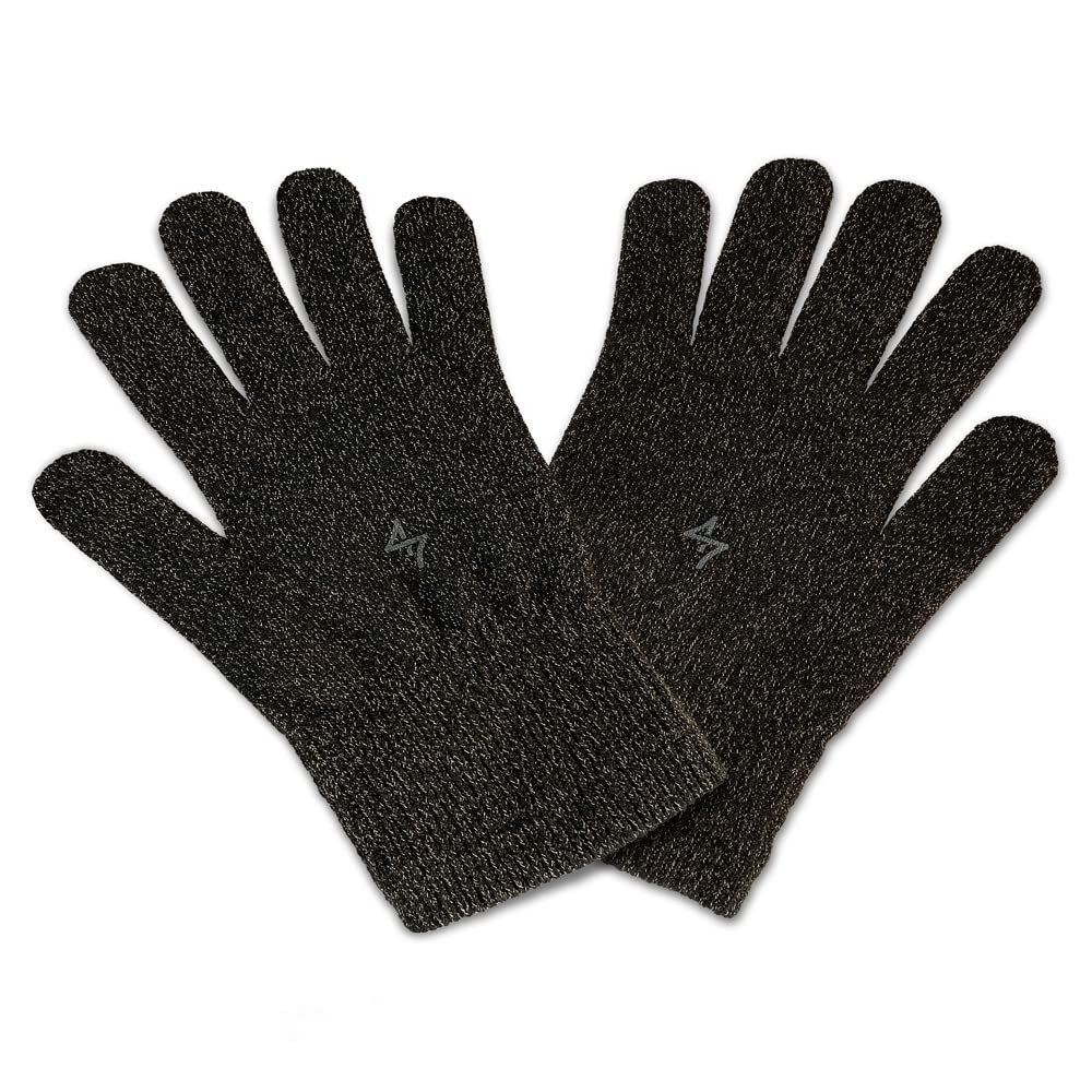 TRU47 Black Silver Yarn Temperature Regulating Reusable Gloves (Large)