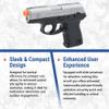 AirSoft Swiss Arms Millennium PT 111 Spring Powered Airsoft Pistol with Hop-Up and Slide Serrations, 180-200 FPS, Silver view 4
