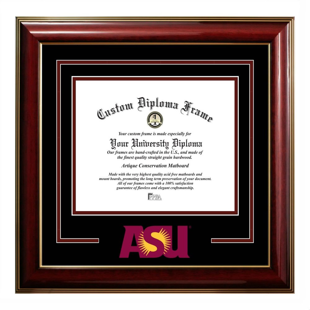 Arizona State University Diploma Frame 8.5x11 Classic Mahogany with Printed ASU Logo by Campus Images Officially Licensed Graduation Frame