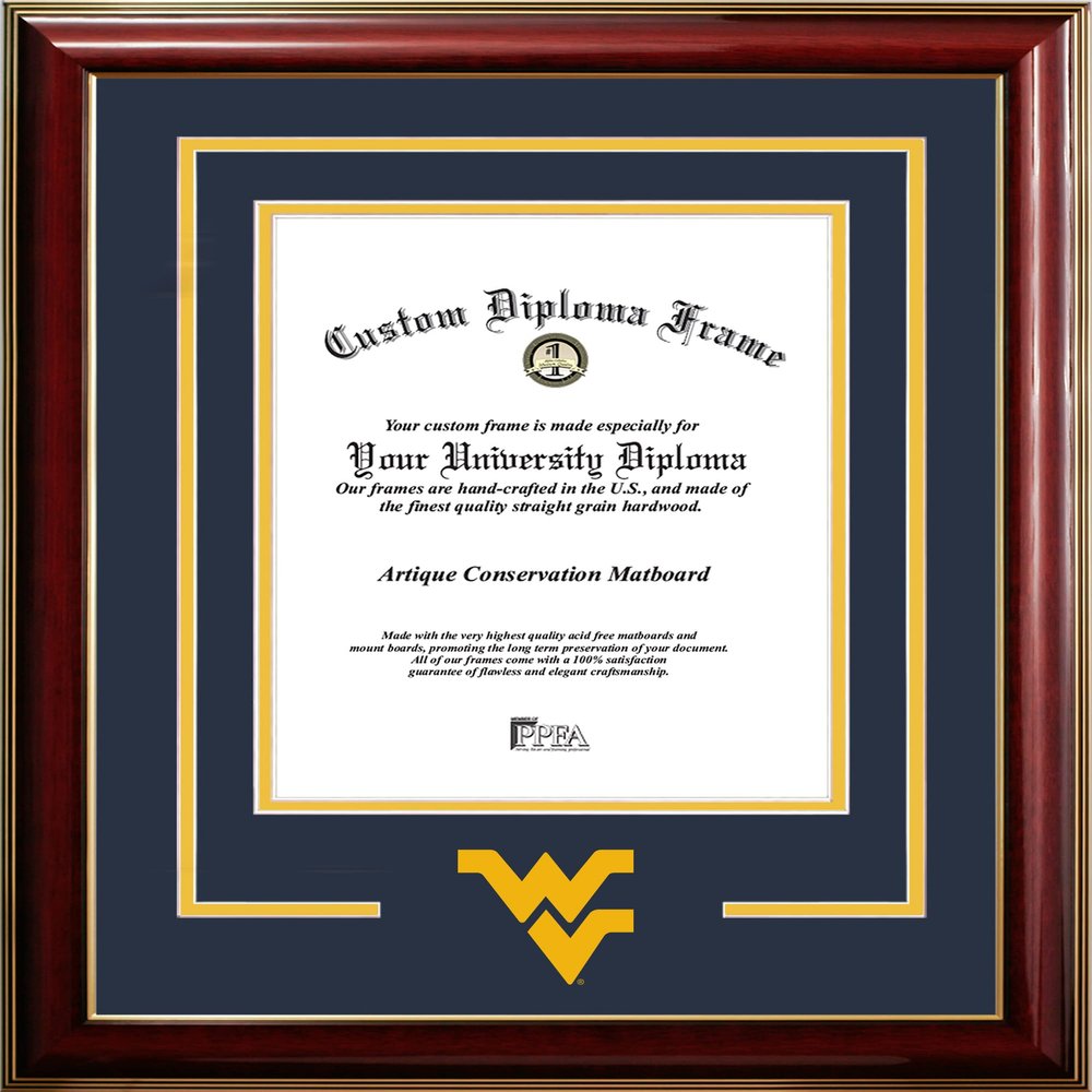 Campus Images West Virginia University Mountaineers 11w x 14h Classic Spirit Logo Diploma Frame, Mahogany