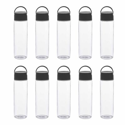 DISCOUNT PROMOS Chenab Plastic Water Bottles 23 oz. Set of 10, Bulk Pack - Reusable, Great for Gym, Hiking, Cycling, and For School - Black