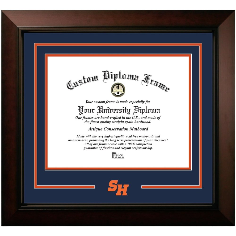 Campus Images Sam Houston State University Diploma Frame - 11 x 14 Legacy Black Cherry - Printed Logo - Navy & Orange Mats