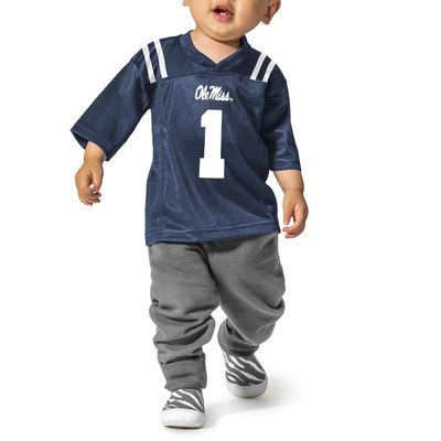 Little King NCAA Infant-Touchdown Pass-Team Football Jersey-Ole Miss-Navy #1-12 Months