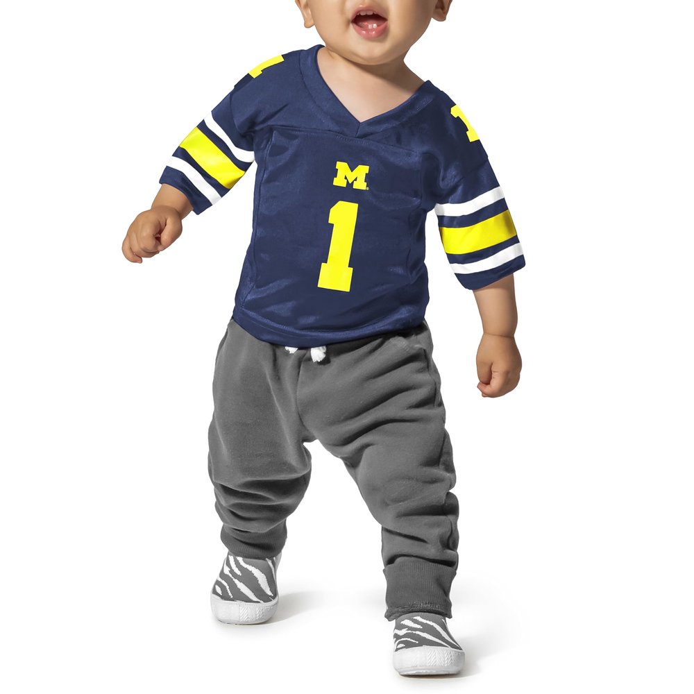 Little King NCAA Infant-Touchdown Pass-Team Football Jersey-Michigan-Navy #1-18 Months