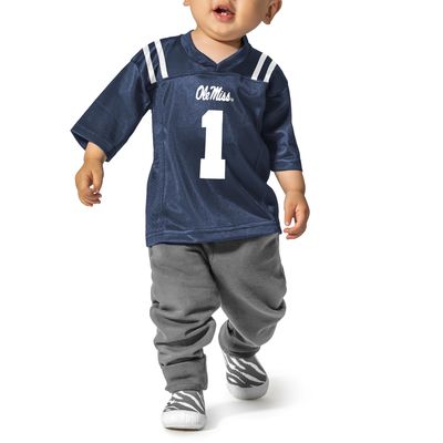 Little King NCAA Infant-Touchdown Pass-Team Football Jersey-Ole Miss-Navy #1-6 Months