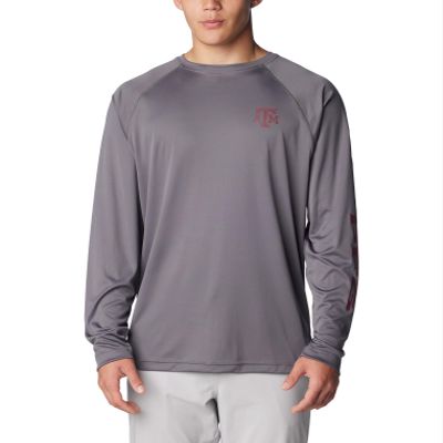 Columbia Men's Collegiate Terminal Tackle Long Sleeve Shirt, TAM - City Grey, Medium
