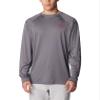 Columbia Men's Collegiate Terminal Tackle Long Sleeve Shirt, TAM - City Grey, Medium view 1