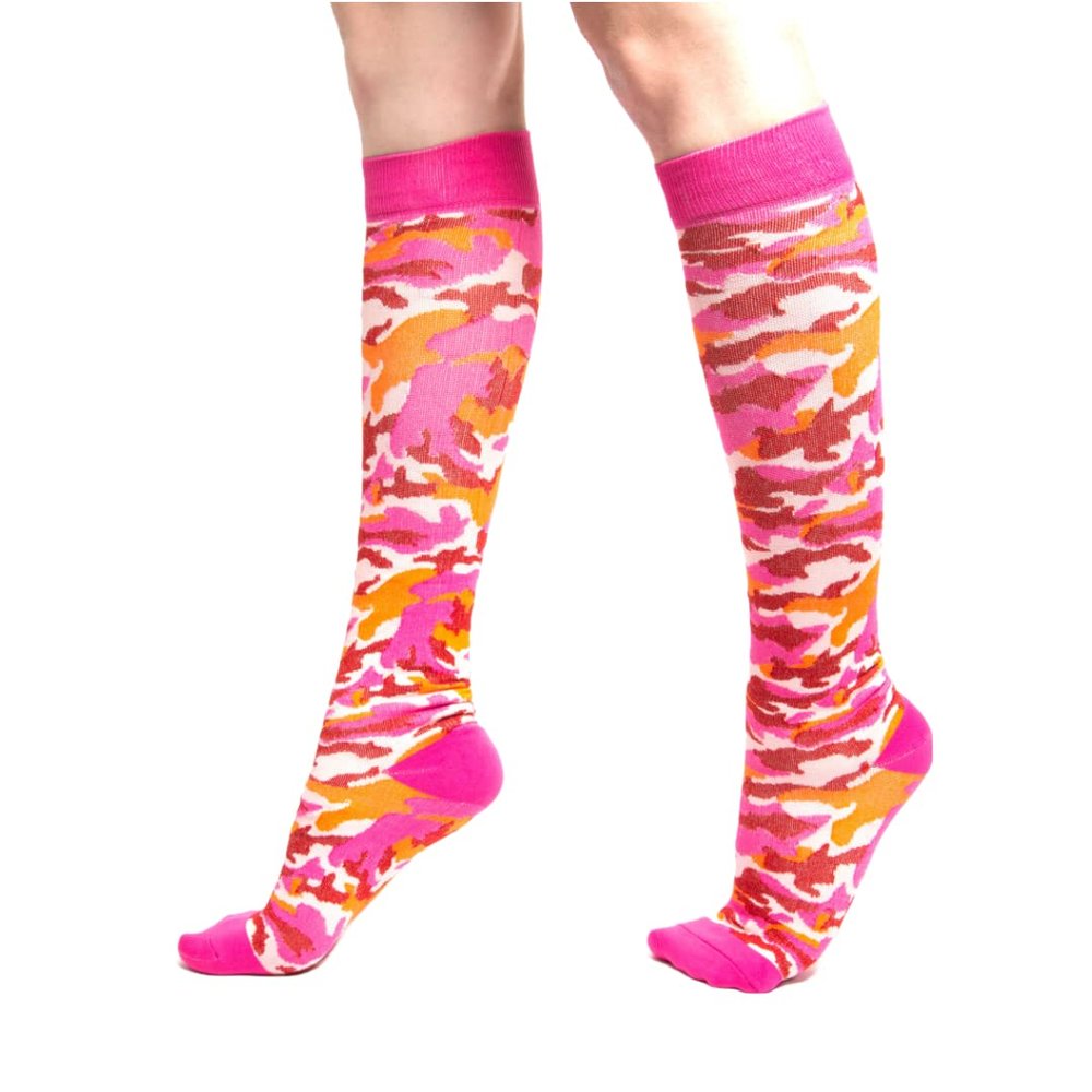 Howard's Knee High Medical Compression Socks 15-20mmHg for Women & Men (L/XL, Pink Camo)