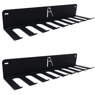 IRON AMERICAN USA Omega Gym Storage Rack 9-Hook Heavy-Duty Gym Wall Organizer Gym Caddy Hanger - Gym Accessory Storage - Resistance Bands, Jump Ropes, Barbells, Lifting Belts, Cable Attachments - 2pk
