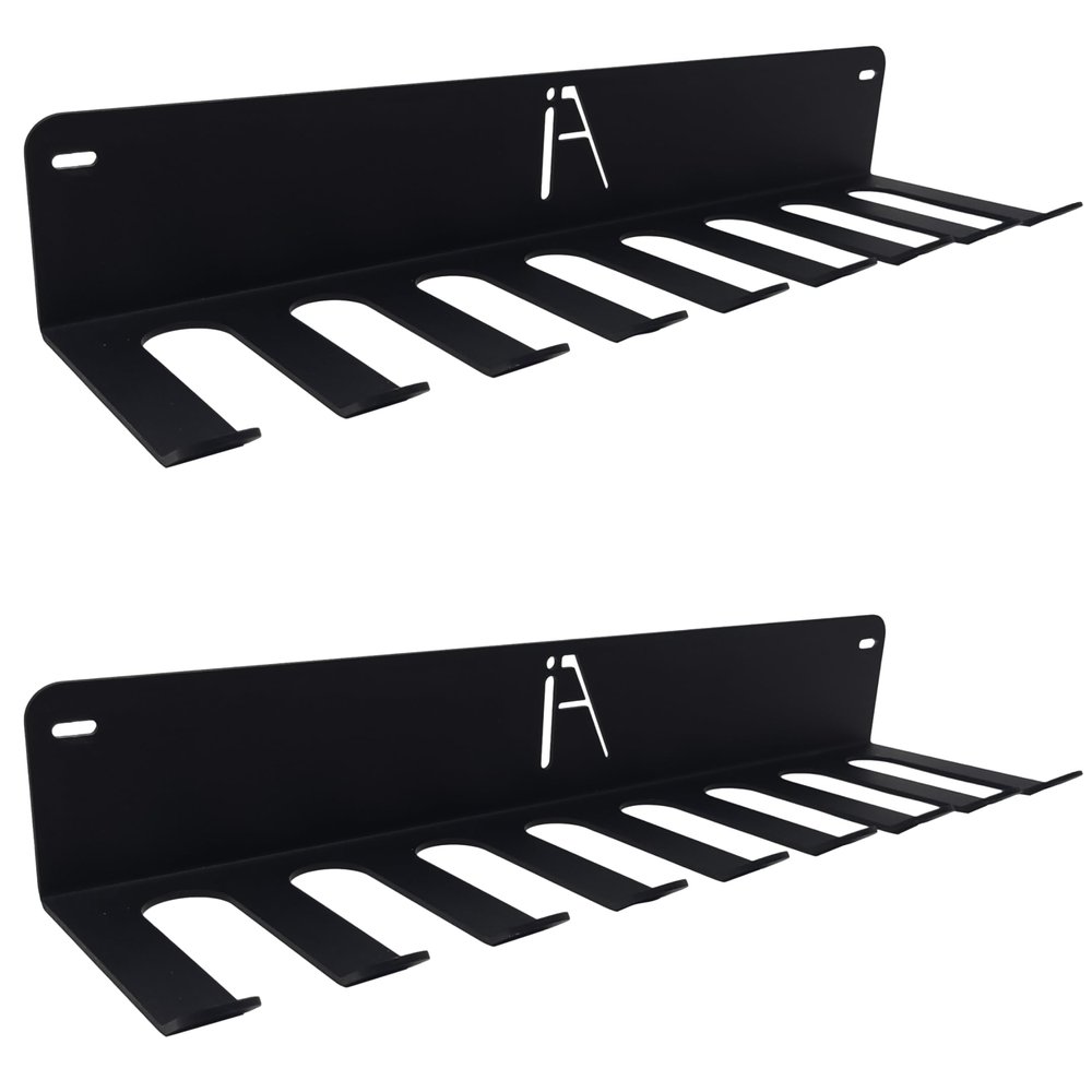 IRON AMERICAN USA Omega Gym Storage Rack 9-Hook Heavy-Duty Gym Wall Organizer Gym Caddy Hanger - Gym Accessory Storage - Resistance Bands, Jump Ropes, Barbells, Lifting Belts, Cable Attachments - 2pk