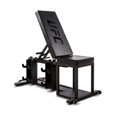 UFC Zone+ Weight Bench, Adjustable Full Body Workout Strength Training Flat, Incline, Decline. Built in Storage and Transport Handle and Wheels, Easy to Store for Home Gym