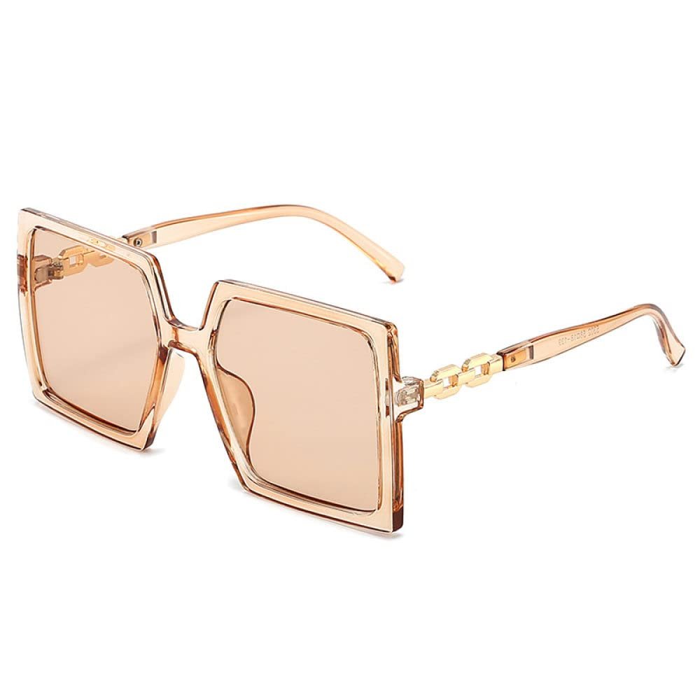 HCHES Large Frame Chain Sunglasses Fashion Versatile UV Protection Sunglasses Sunglasses Ladies Sunglasses,4,One size