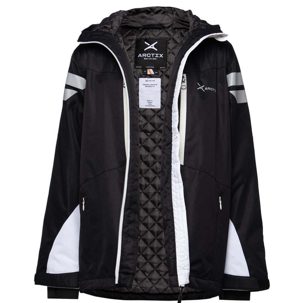 Arctix Kids Insulated Quilted Lining with Reflective Print Cold Weather Peak Performance Jacket, Black, 3T