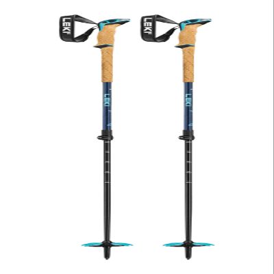 LEKI Berninia 2 Aluminum Adjustable Lightweight Ski Poles for Backcountry Skiing & Snowboarding - Denimblue-Midnight Blue-Mint - 100-135 cm
