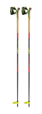 LEKI Mezza Race Aluminum Lightweight Ski Poles for Ski Mountaineering & Backcountry Skiing - Bright Red-Black-Neonyellow - 115 cm