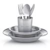 Wealers Unique Complete Messware Kit Polished Stainless Steel Dishes Set| Tableware| Dinnerware| Camping| Buffet| Includes - Cups | Plates| Bowls| Cutlery| Comes in Mesh Bags (2 Person Set Green) view 2