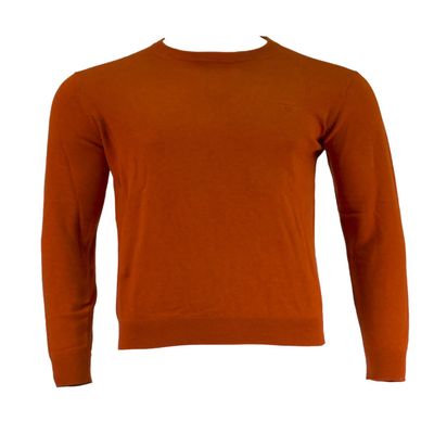 GANT Men's Lightweight Cotton Crew Neck Sweater, Medium, Pumpkin Orange