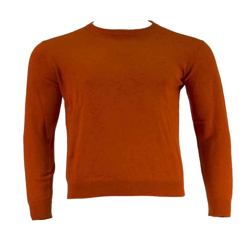 GANT Men's Lightweight Cotton Crew Neck Sweater, Medium, Pumpkin Orange