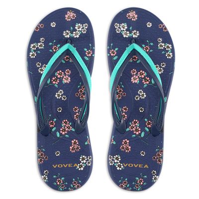 VOVEA Flip Flops For Women Non-Slip Bathroom Shower Shoes Cushion foam Indoor and Outdoor Sandals,Blue US 8.5