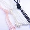 1920s Imitation Faux Long Pearl Strand Y Necklace 6mm Layered Knot Retro Costume Jewelry Flapper Party Wedding Accessories Mother's Day Gift-1pcs Black view 2