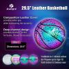 Kuangmi Reflective Glowing Basketball Holographic Luminous for Night Game Light Up Basket Ball Men's Official Size 7 29.5", Star view 2