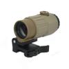 G45 5X Magnifier, Holographic Sight Multiplier Mirror, 5X Mirror Magnifying Glass, Side Foldable Flip Adjustment, with Switch to Side Quick Detachable QD Mount (Tan) view 1