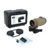 G45 5X Magnifier, Holographic Sight Multiplier Mirror, 5X Mirror Magnifying Glass, Side Foldable Flip Adjustment, with Switch to Side Quick Detachable QD Mount (Tan) view 2