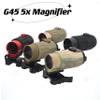 G45 5X Magnifier, Holographic Sight Multiplier Mirror, 5X Mirror Magnifying Glass, Side Foldable Flip Adjustment, with Switch to Side Quick Detachable QD Mount (Tan) view 3