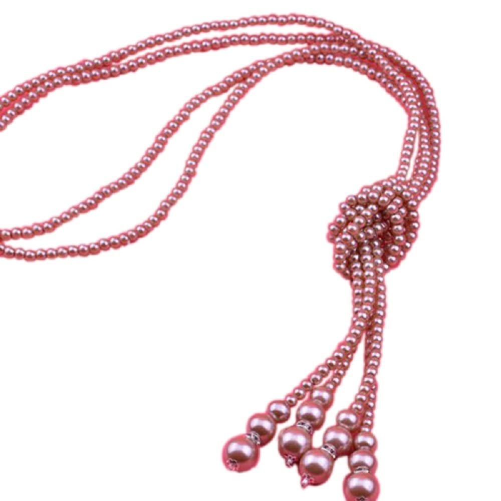 1920s Imitation Faux Long Pearl Strand Y Necklace 6mm Layered Knot Retro Costume Jewelry Flapper Party Wedding Accessories Mother's Day Gift-1pcs champagne