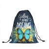 Abstract Butterfly Gymnastics Grip Bag - Follow Your Dreams Grip Bags for Gymnasts Turquoise Butterflies Gymnastic Bag Blue Yellow Art Gym Drawstring Bag Water Resistant Adjustable 9.25" x 12" view 2