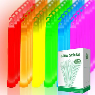 OMNISAFE 96 Ultra Bright Large Glow Sticks with 96 Black PE String, Multi Use Colourful 6 Inch Glowsticks for Parties, Camping, Emergency Glow Sticks For Blackout, Long-lasting Lighting Waterproof and