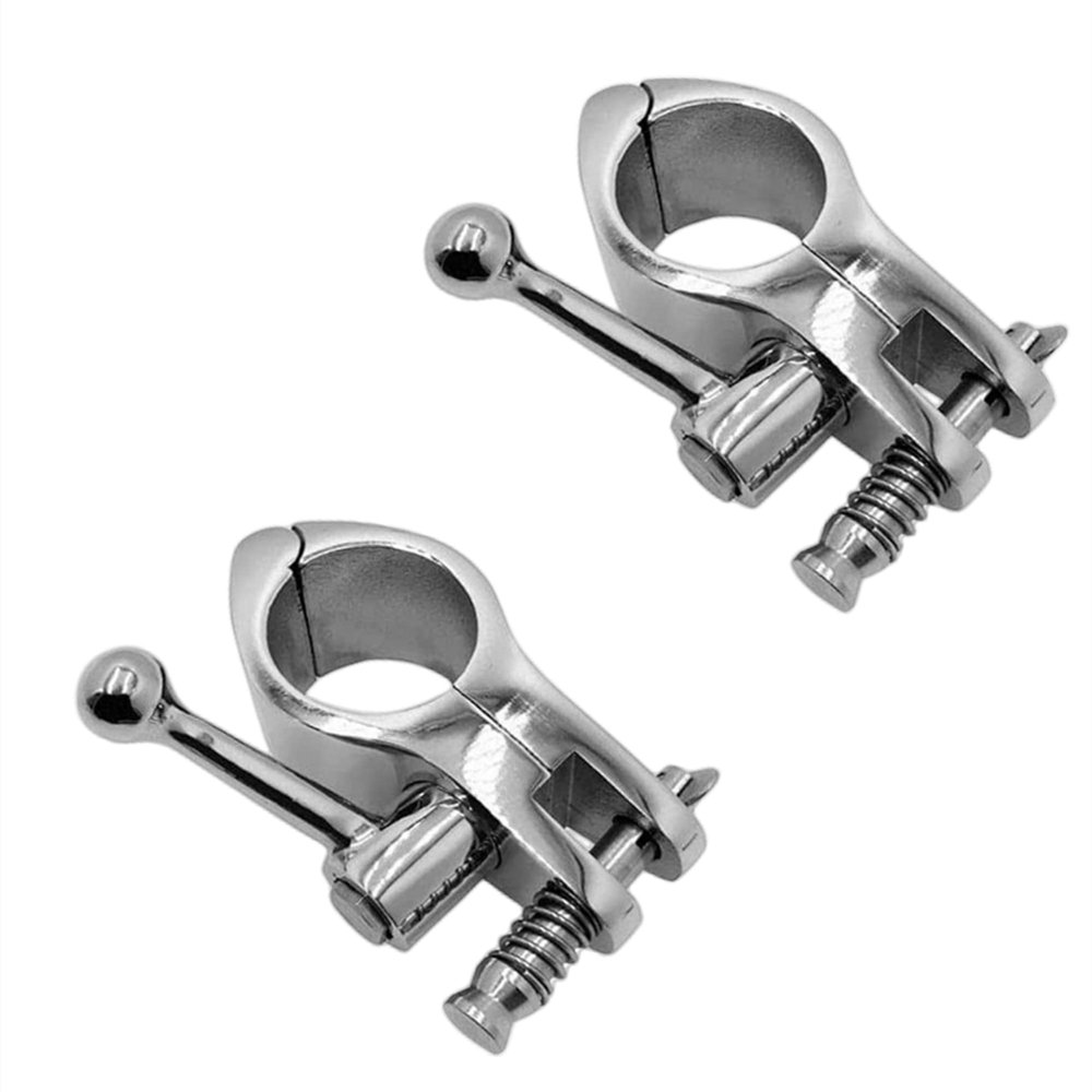 2Pack Stainless Steel 316 Marine Jaw Slide Hinged, Bimini Top Fitting Awning Hardware Fitting Rowing Boat Hardware (with Quick Release Pin & Cam Clamp Style, Diameter:1 Inch 25mm)