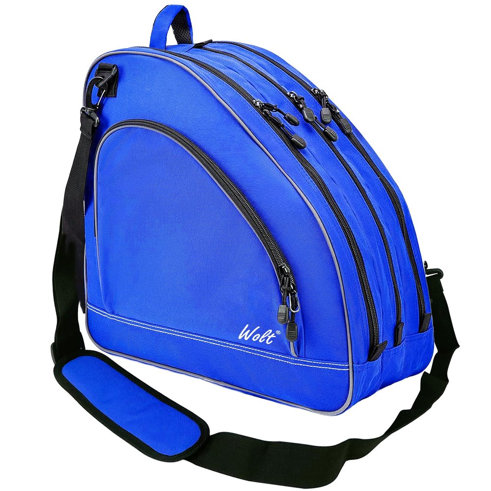 WOLT Ice Skate Bag - Inline Roller Skate Bag with Adjustable Shoulder Strap for Both Youth and Adults.blue