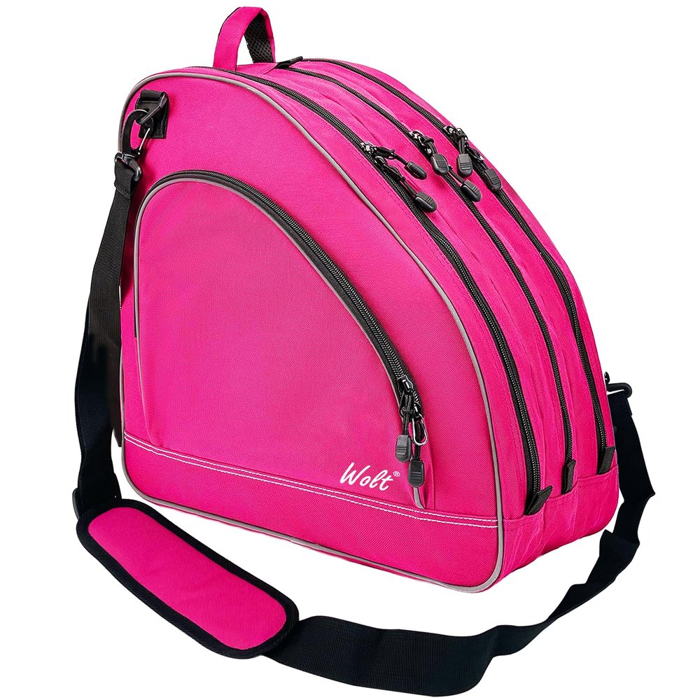 WOLT Ice Skate Bag - Inline Roller Skate Bag with Adjustable Shoulder Strap for Both Youth and Adults.pink