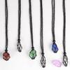 FANASY 12 PCS Crystal Cage Necklace Holder Necklace Cord Empty Stone Holder Pendant Stone Holder Replacement with Adjustable LengthBlack view 4