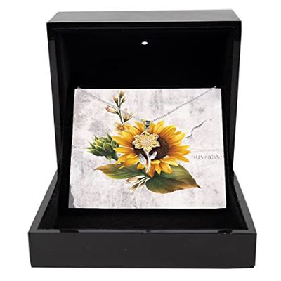 Sunflower Pendant Necklace Luxury Box Silver Necklaces for Women Charm Chain Sunflower