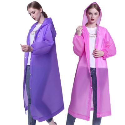 YUNLOVXEE Rain Poncho Raincoats for Adult Reusable - 2-5 Pack EVA Waterproof Rain Coat with Hood, Rain Gear for Men Women (Pink+Purple)