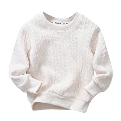 Toddler Children Kids Baby Boys Girls Solid Round Collar Knitted Thick Sweater Pullover Boys Hoodies (Beige, 5-6 Years)