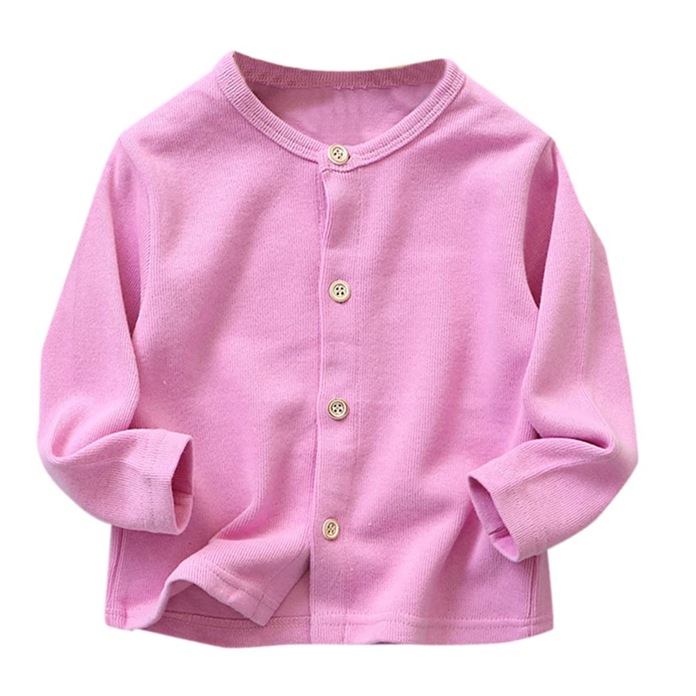 Children Kids Toddler Infant Baby Girls Boys Long Sleeve Solid Knit Cardigan Jacket Coat Outer 5t Girl (Pink, 5-6 Years)