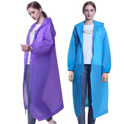 YUNLOVXEE Rain Poncho Raincoats for Adult Reusable - 2-5 Pack EVA Waterproof Rain Coat with Hood, Rain Gear for Men Women (Blue+Purple)