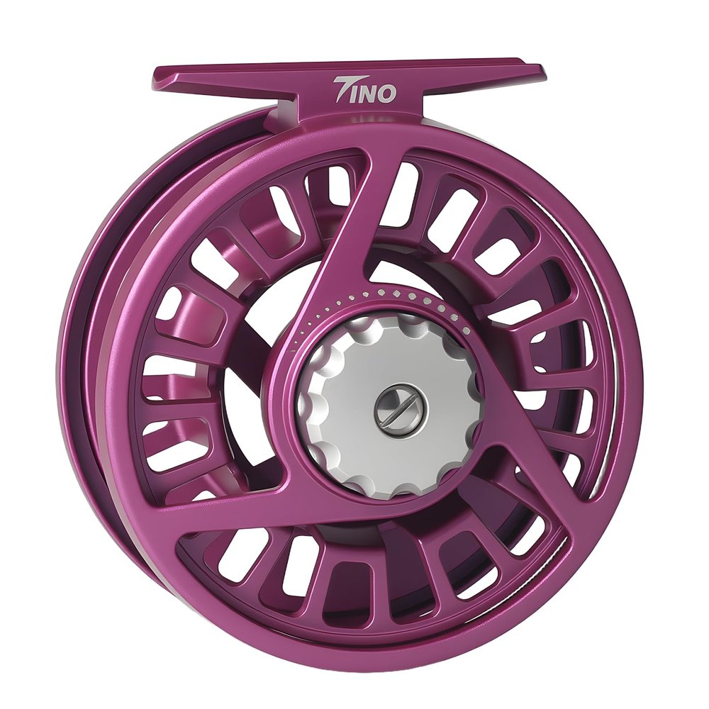 Maxcatch Tino Fly Fishing Reel, Large Arbor All Aluminum with CNC Cutting Trout Fly Reels, 3/4 5/6 7/8wt (Reel Only (Purple), 7/8wt)