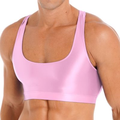 YOOJOO Men Sports Bra Crop Tank Top Vest Y-Back Fitness Muscle T-Shirt Clubwear Costume #07 Large