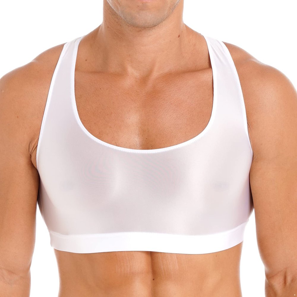 YOOJOO Men Sports Bra Crop Tank Top Vest Y-Back Fitness Muscle T-Shirt Clubwear Costume #04 Large
