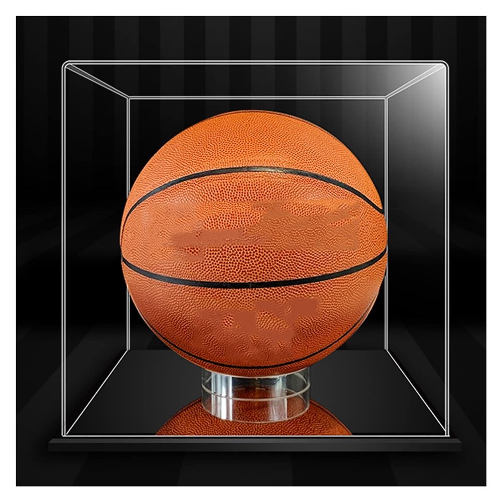 WIGING Display Case for Collectibles, Acrylic Dustproof Organizer Box, All-in-one Countertop Box with Ball Rest for Football, Basketball, Volleyball (Color : B)