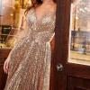 Oplxuo Women's Sequin Glitter Party Dresses Spaghetti Straps Pleated Swing Dress Sexy Backless Evening Cocktail Prom Dress Gold view 3