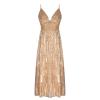 Oplxuo Women's Sequin Glitter Party Dresses Spaghetti Straps Pleated Swing Dress Sexy Backless Evening Cocktail Prom Dress Gold view 4