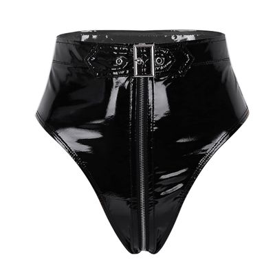 YONGHS Womens Shiny Metallic Booty Shorts Wet Look High Waisted Rave Bottoms for Dance Festival Black 4X-Large